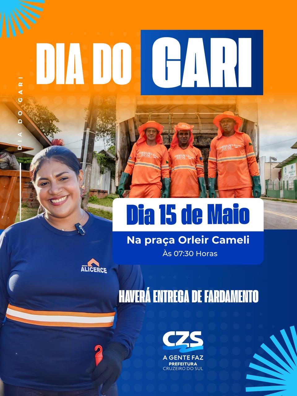 Prefeitura de Cruzeiro do Sul fará evento na Praça Orleir Cameli em homenagem ao Dia do Gari