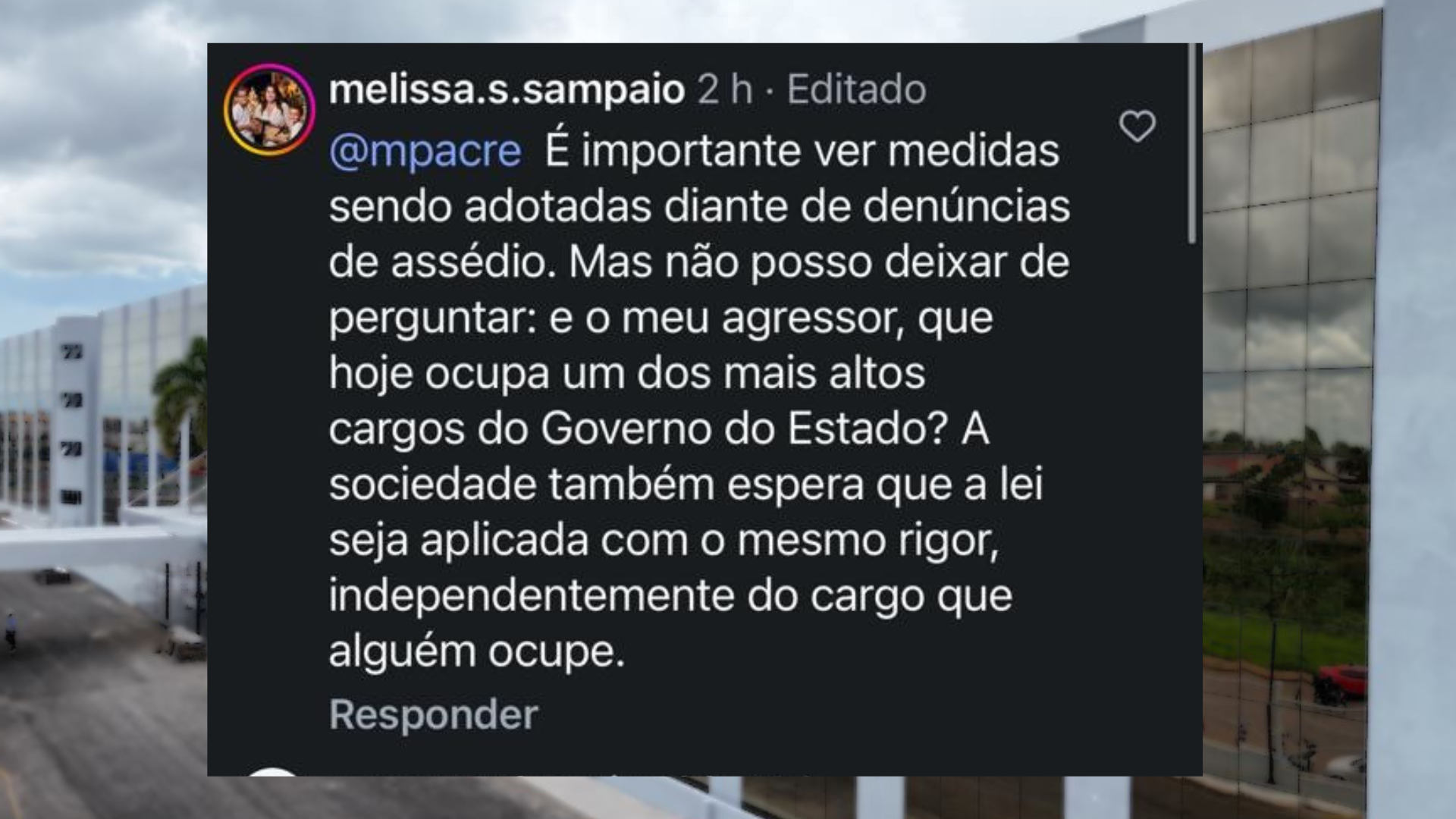 Ex-esposa de Madson Cameli volta a cobrar Justiça e questiona permanência de acusado em cargo público