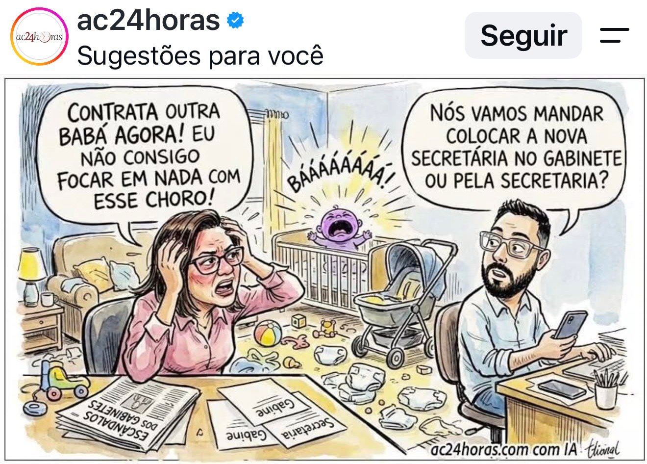 Charge do AC24horas retoma denúncia envolvendo servidora ligada a Mailza